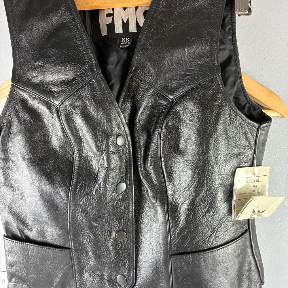 Women's FMC Biker Black Leather Vest